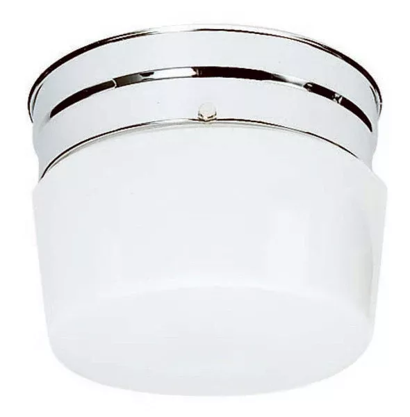 1 Light – 6″ – Flush Mount – Small White Drum