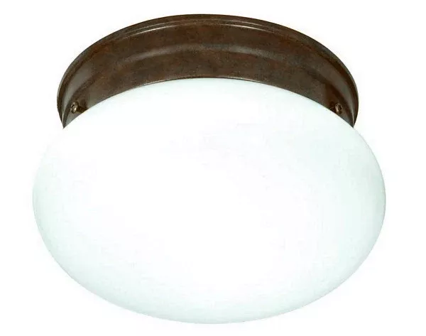 1 Light – 8″- Flush Mount – Small White Mushroom