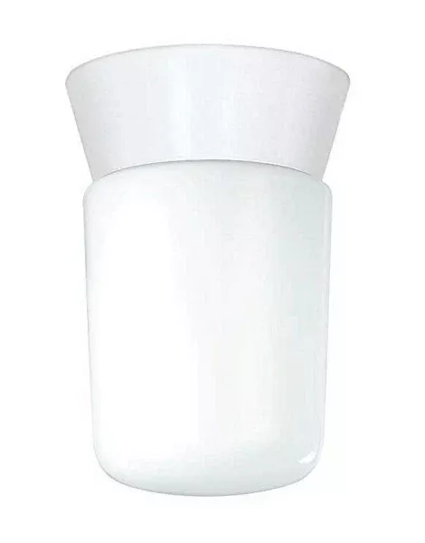 1 Light – 8″ – Utility, Ceiling Mount – With White Glass Cylinder