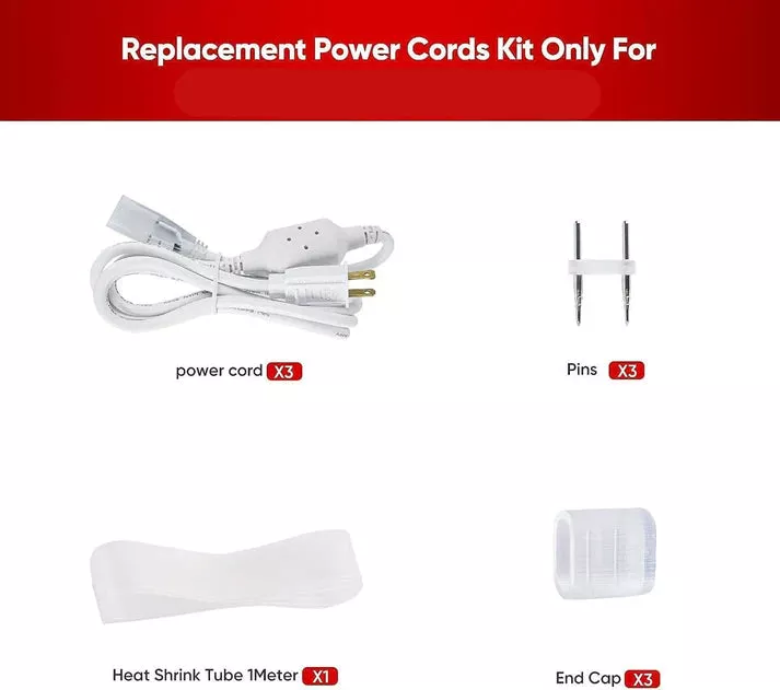 110V Extra Power Cord Pack for 7x17mm Double Row Plus LED Strip