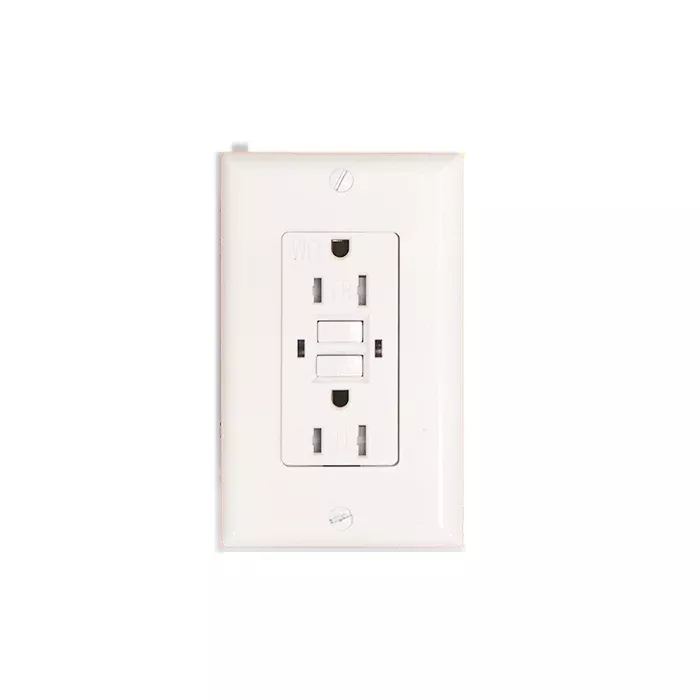 20-Amp 125-Volt Tamper-Resistant Outdoor GFCI Duplex Outlet with Back Wire Clamps, Matte White