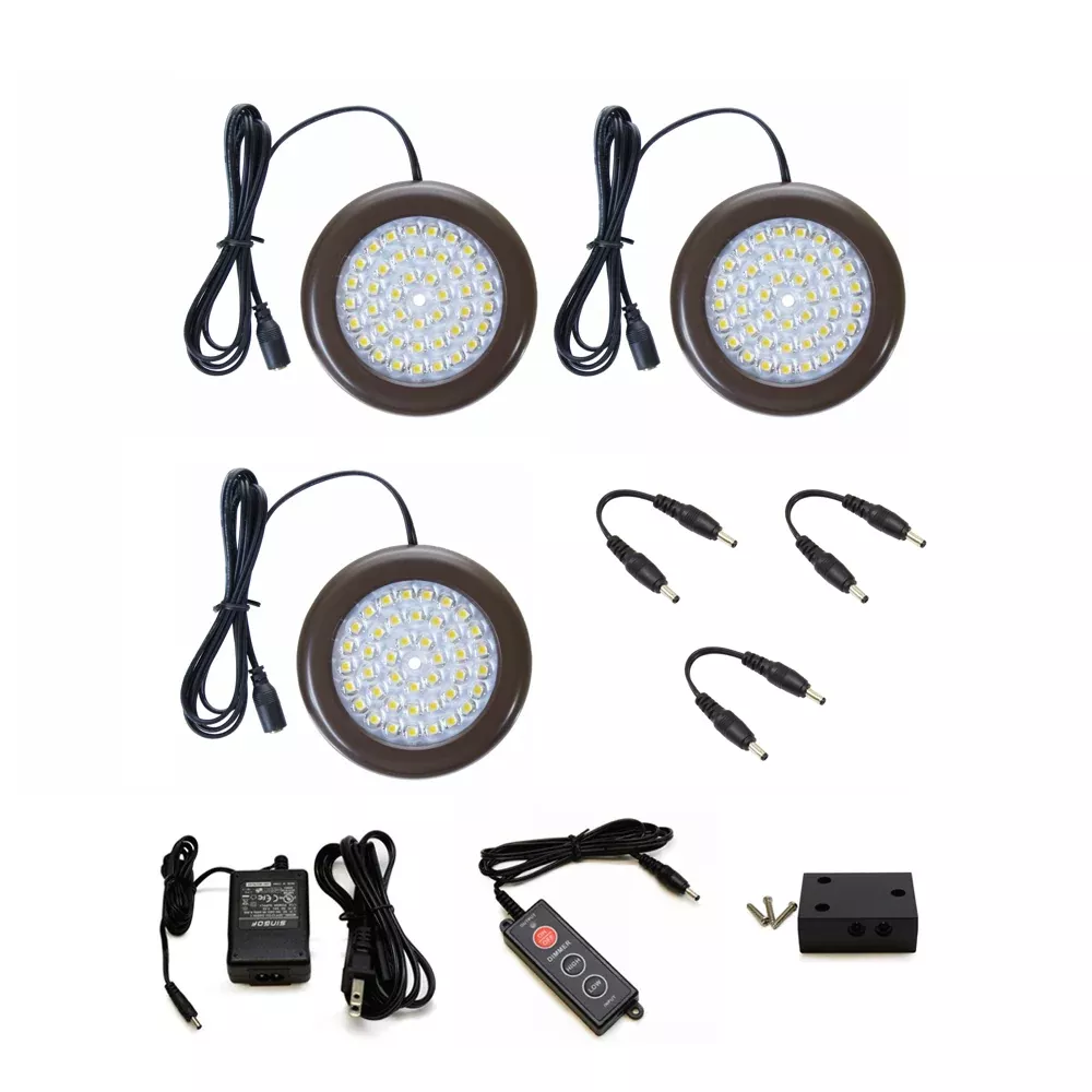 3.5 inch Cool White LED Puck Lights – Premium Kit (3 Pack)