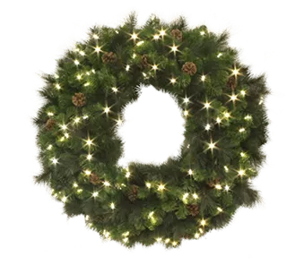36″ Diameter Wreath / Warm White / 9.6W / 270 Branch Tips / 100 LEDs (SET OF 2)