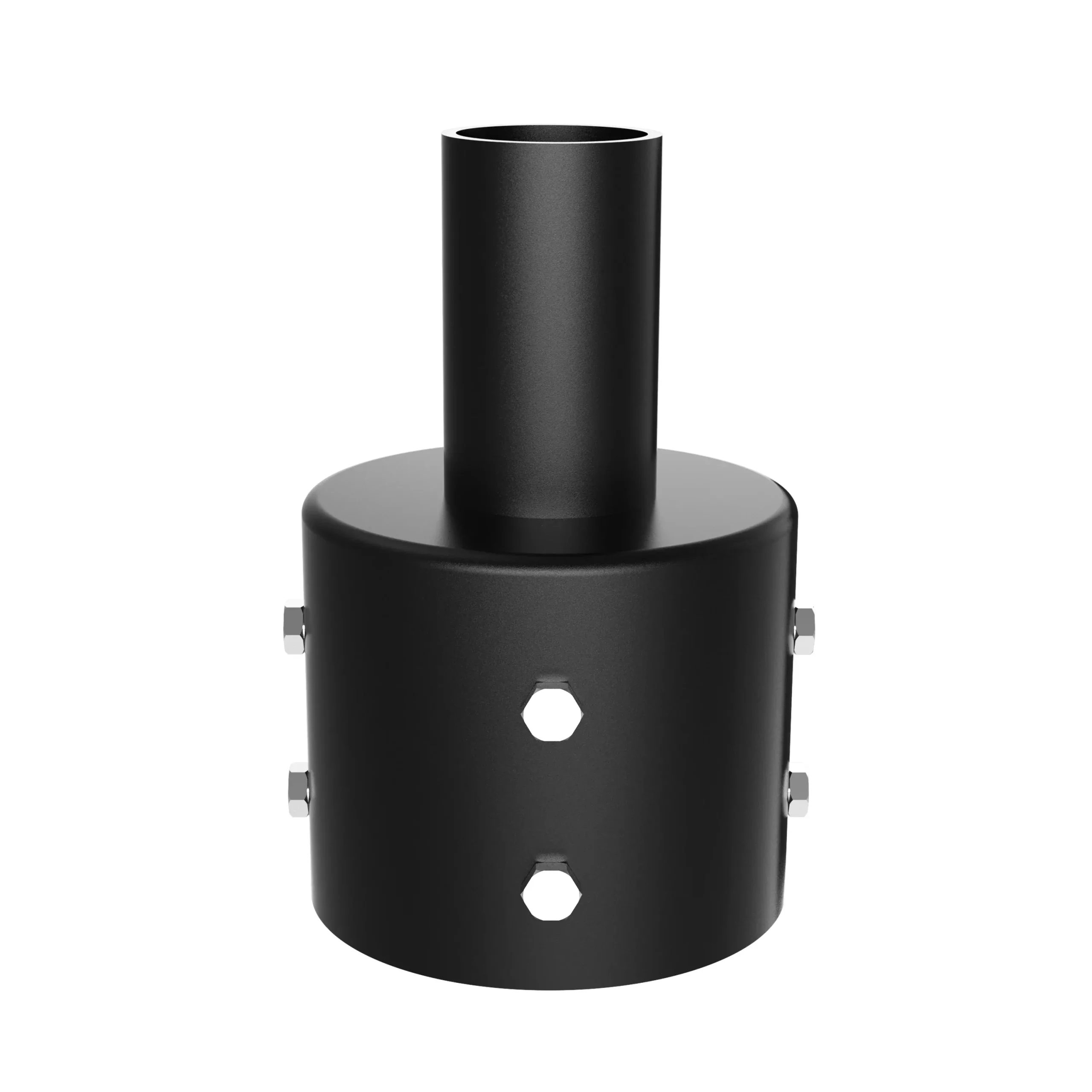 4″ Round Pole Mount With 3″ Vertical Tenon, Welding Tenon Reducer, Black