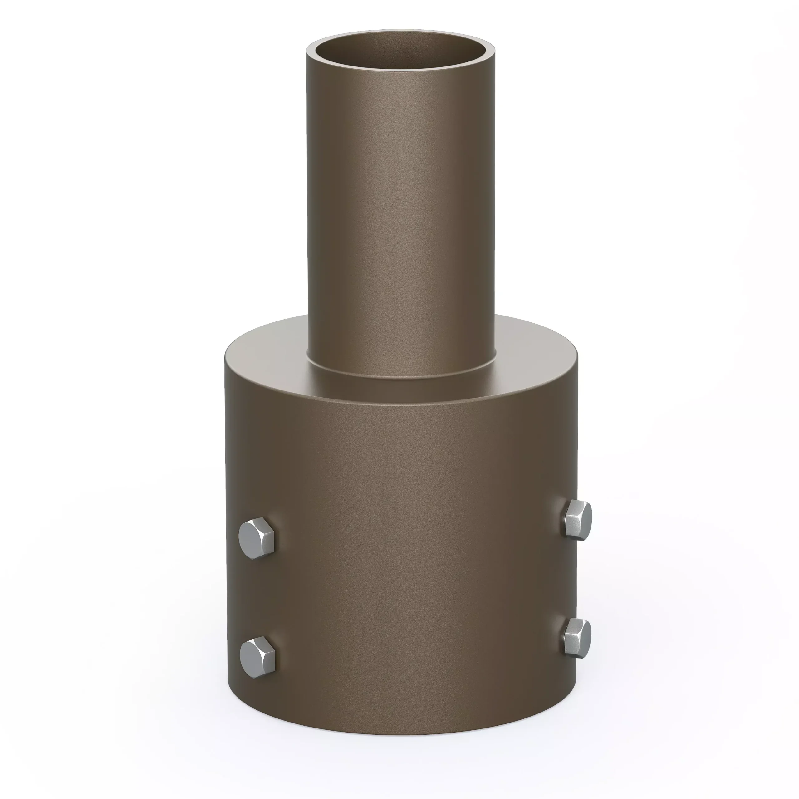 4″ Round Pole Mount With 3″ Vertical Tenon, Welding Tenon Reducer, Dark Bronze