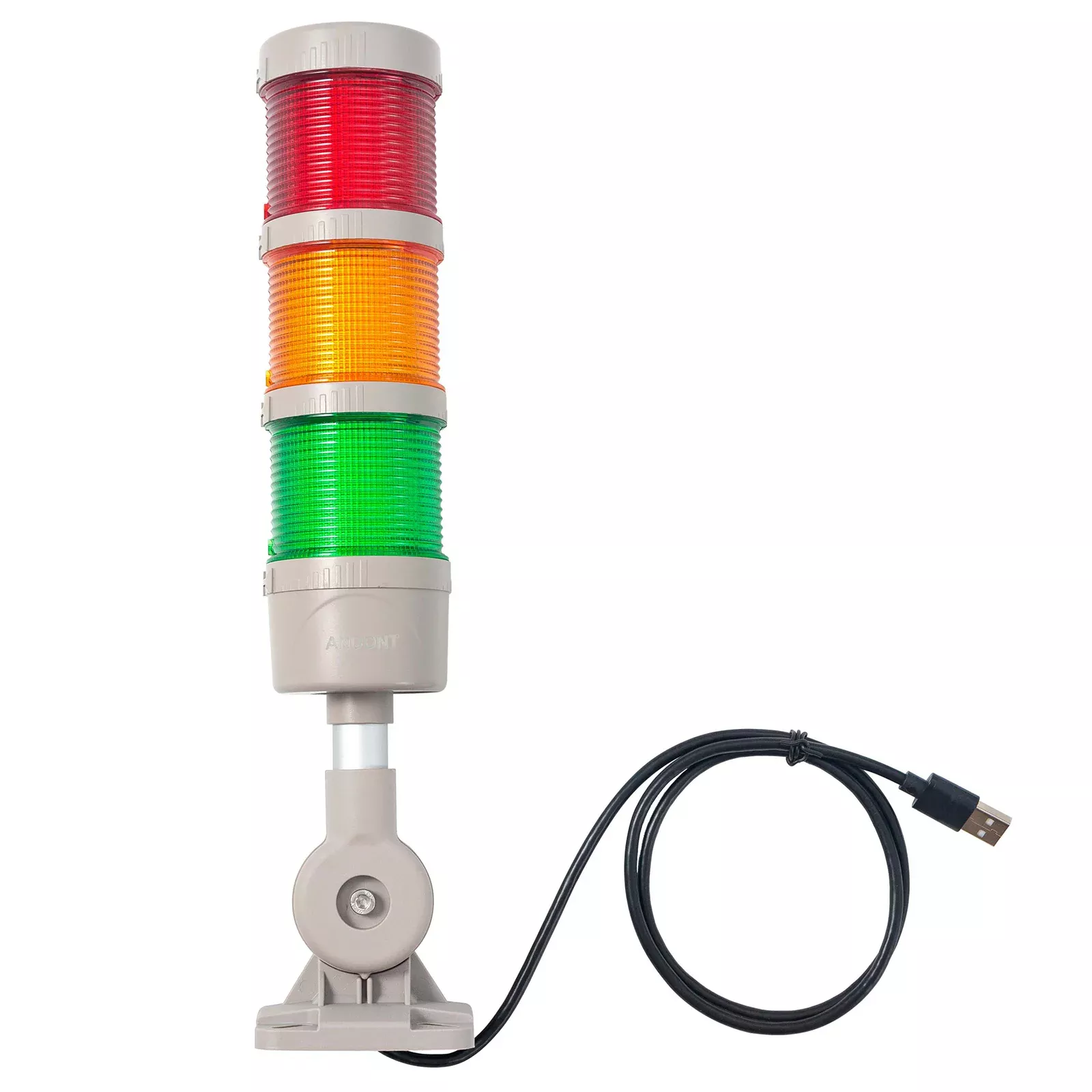 ANDONT USB 3-Stack LED Andon Tower Signal Light with Buzzer for Workstations, Industrial, 5VDC, Plug-and-Play(3 Stack)