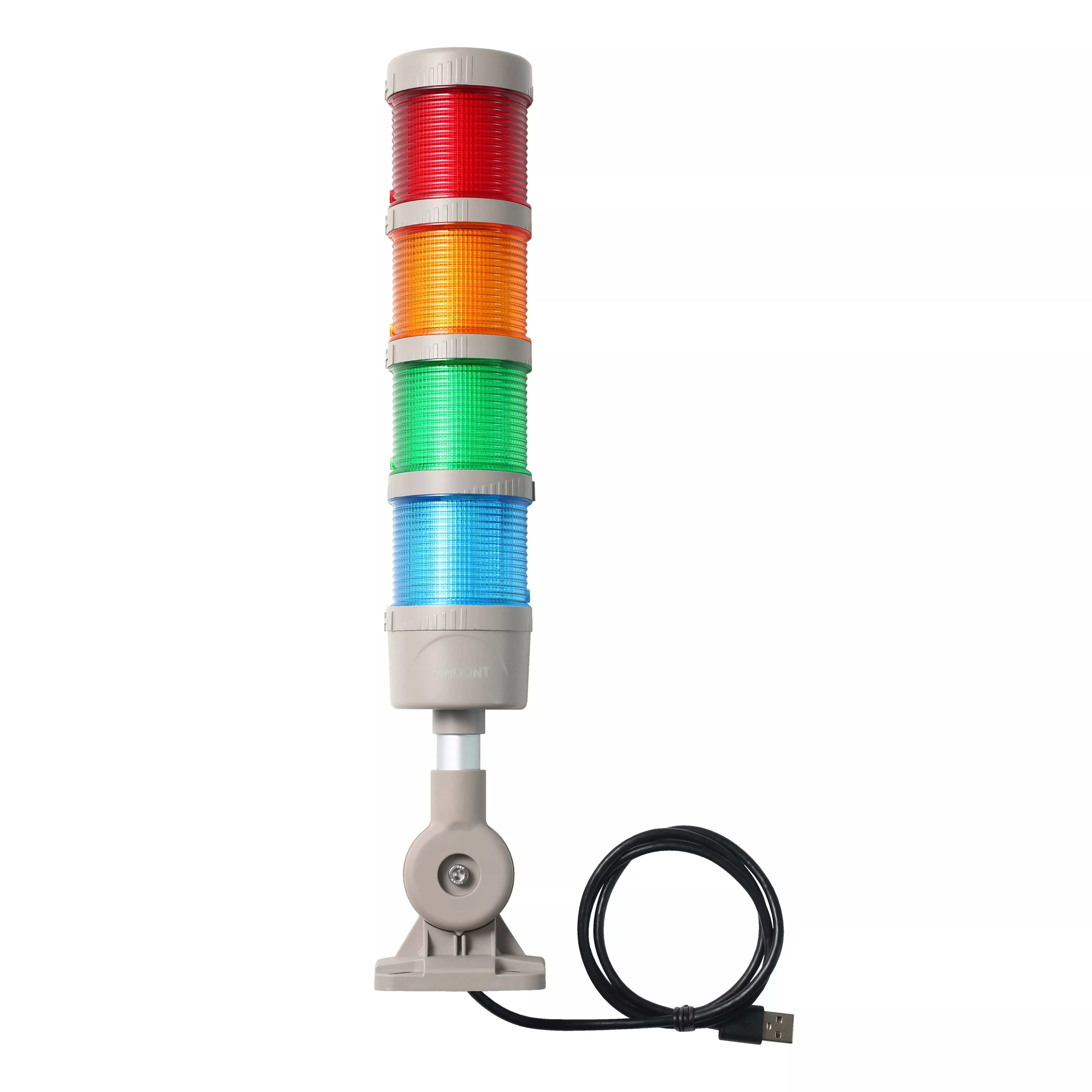 ANDONT USB 4-Stack LED Andon Tower Signal Light with Buzzer for Workstations, Industrial, 5VDC, Plug-and-Play(4 Stack)