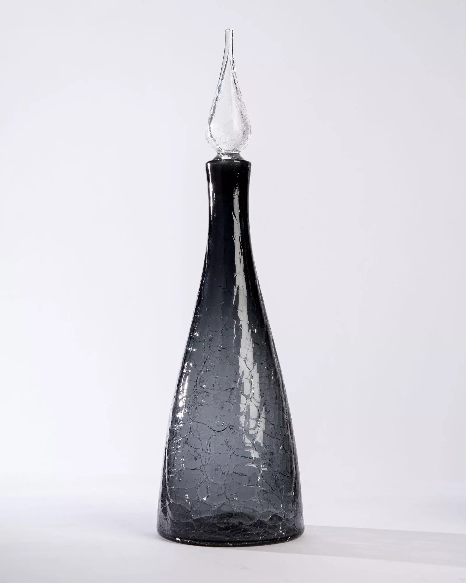 Blenko Crackle Glass Decanter with Stopper