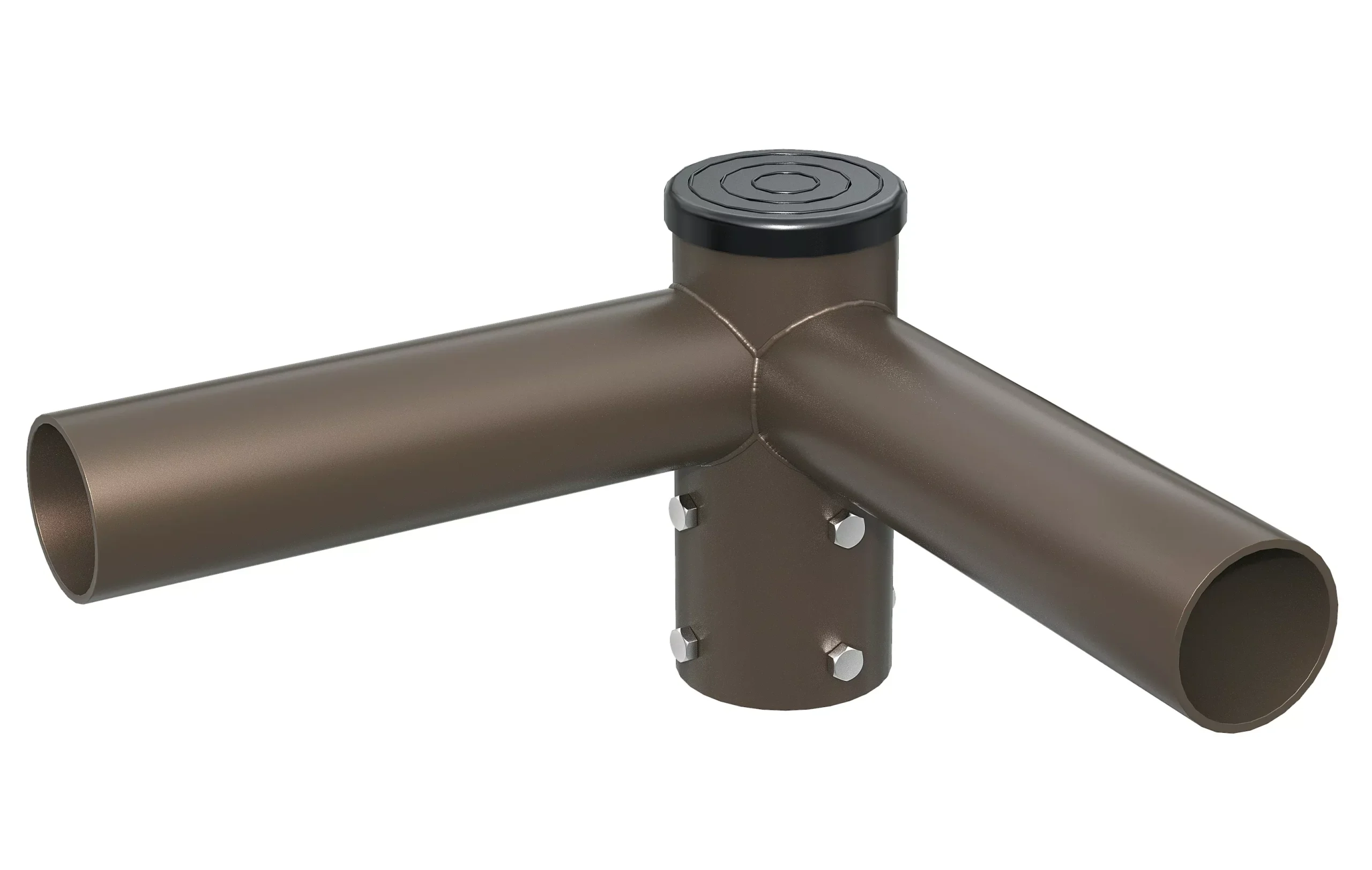 Double Spoke Bracket 90° Arms,with 2 3/8” Horizontal Tenon, Fit for 2.36” round pole, Dark Brone Color