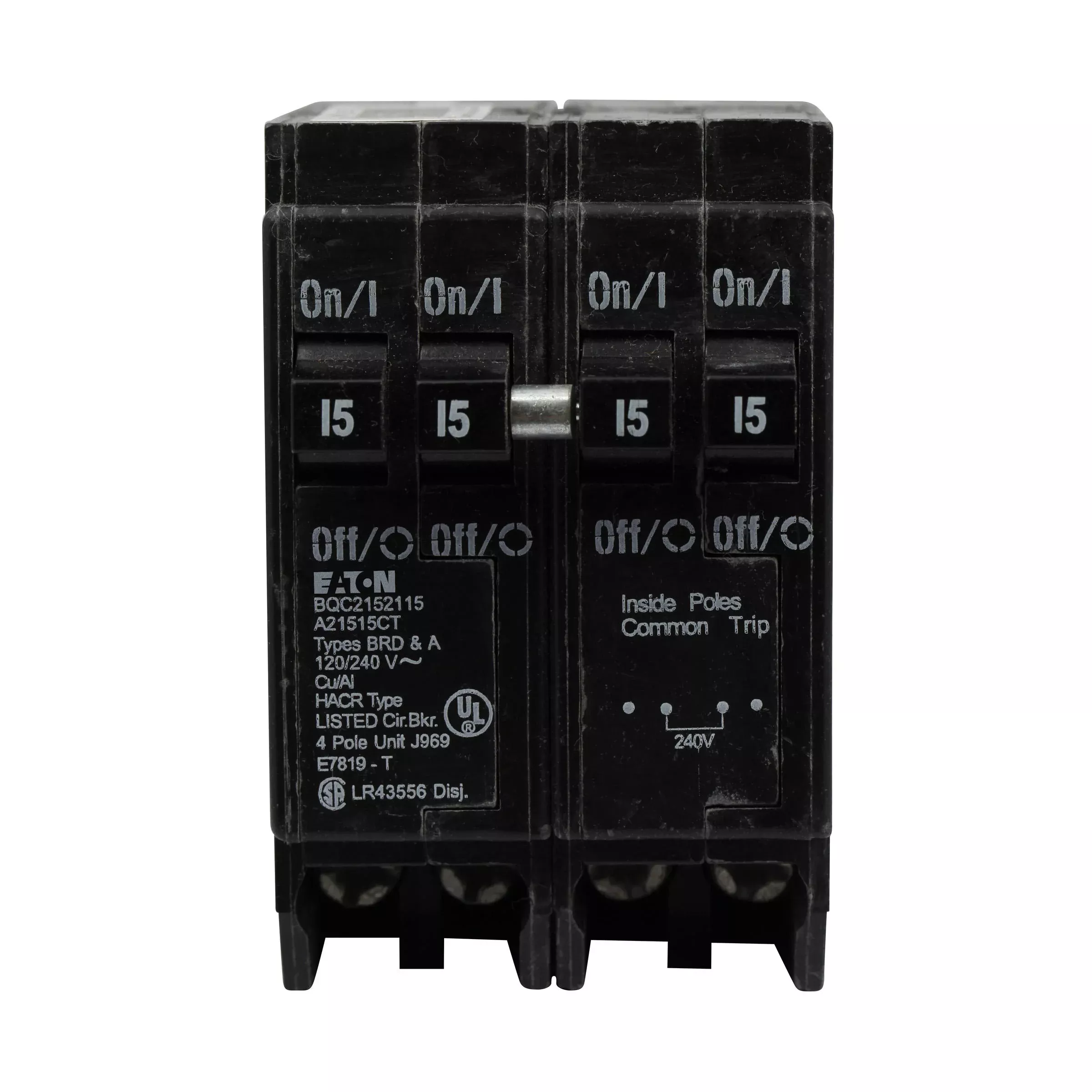 Eaton BQC230230 4-Pole (2) 30-Amp (2) 30-Amp Plug-On Mount Type BQC Quadplex Circuit Breaker
