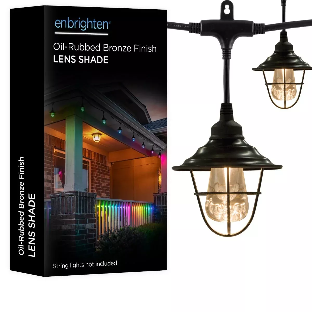 Enbrighten Cafe Lights Cage Shade Add-On, Oil-Rubbed Bronze, 6 Pack