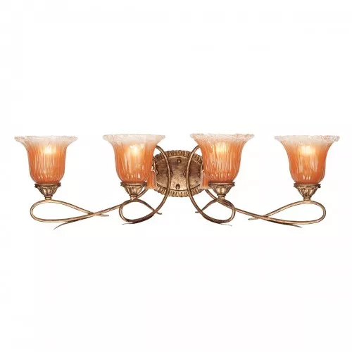 Eurofase 13403-010 - Sorrento Collections -4-Light BathBar - Weathered Gold with Amber Glass - A19 Bulbs - E26 - 120VSORRENTO