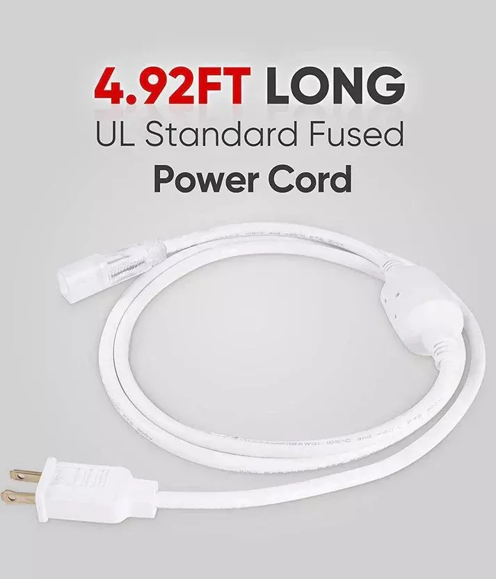 Extra 5ft Power Cord for 110V Led Neon Rope Light Super Bright