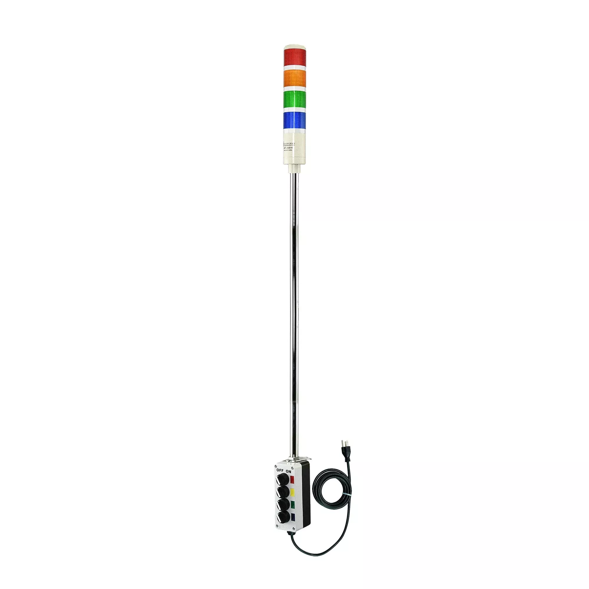 LED Andon Tower Light 110V AC with 5 Foot Pole 4 Light LED