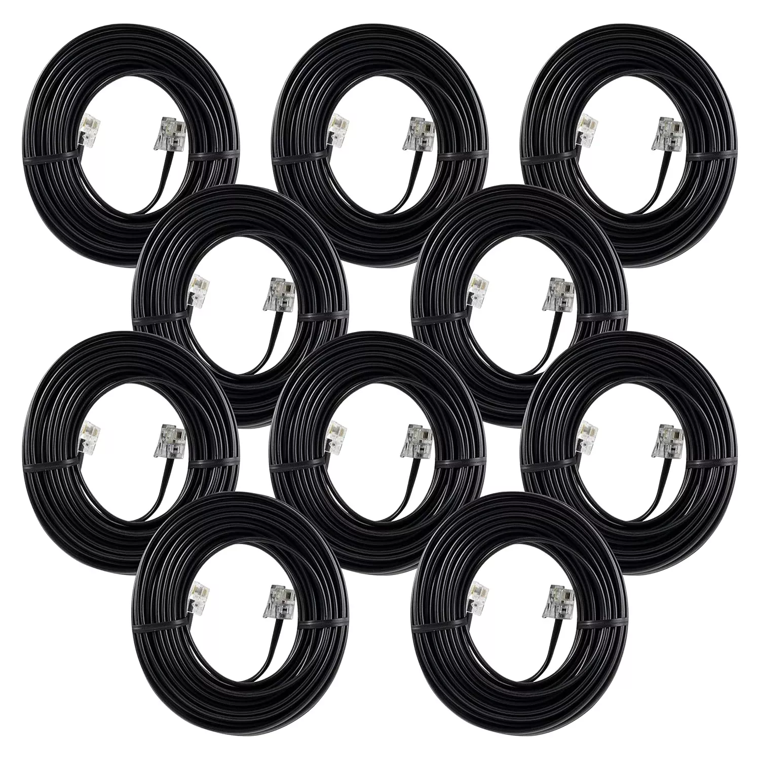 Power Gear Telephone Line Cord, 10 Pack, 25 Feet