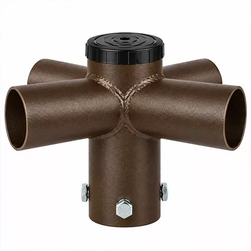 Quad 90 Degree Horizontal Tenon Adapter with 2 3/8'' Horizontal Tenon, Fit for 2.36'' round pole, Dark Brone Color