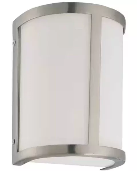 SATCO Odeon 6 in. 1-Light Brushed Nickel Wall Sconce with Satin White Glass Shade
