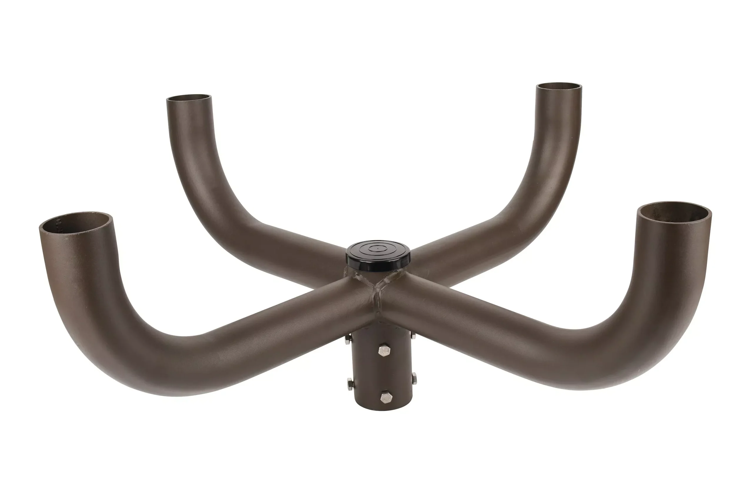 Short 90 Degree QuadBullhorn with 2-3/8″ Tenons, Fit for 2.36” round pole, Dark Brone Color