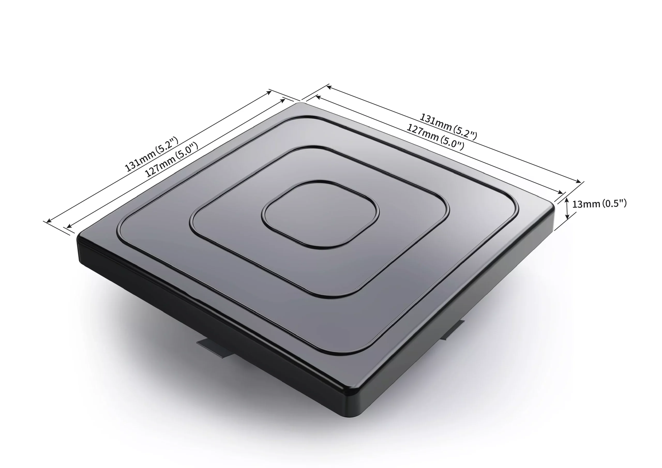 Square Pole Cap for 5inch Square Poles, 127*127mm, Black Color