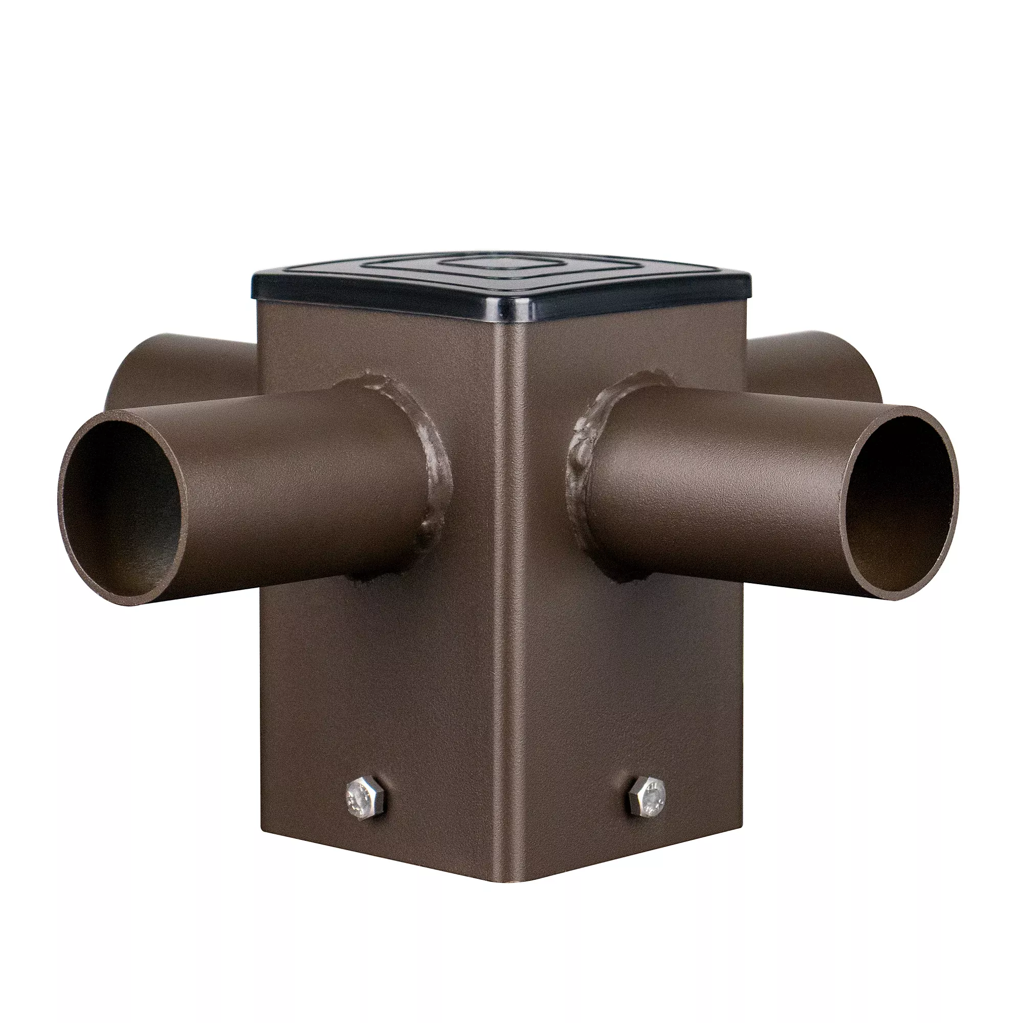 Tenon Adapter for 4″ Square Poles with 4 Horizontal 90° Tenons, 2-3/8″, Dark Bronze