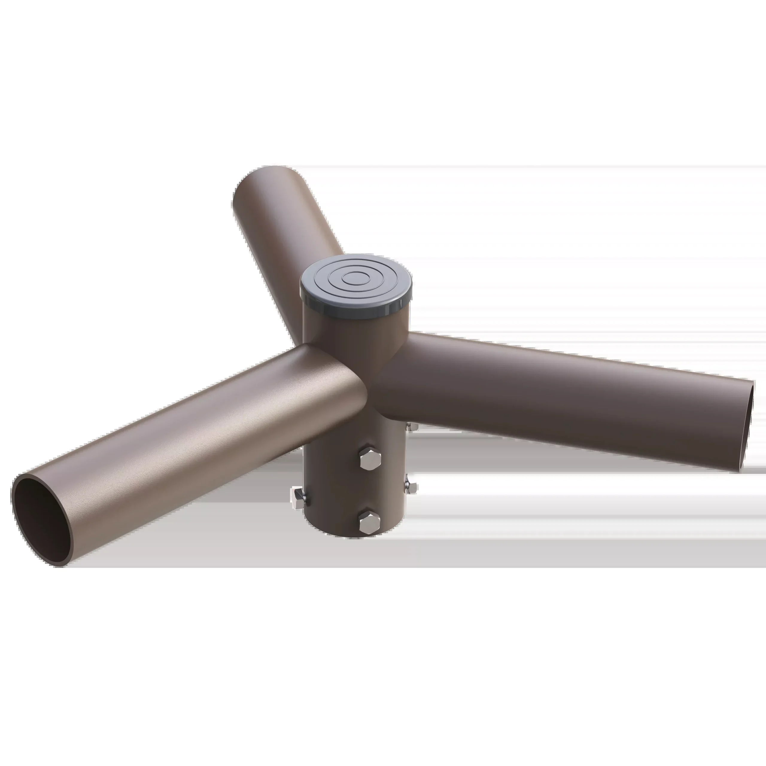 Triple Spoke Bracket 120° Arms, with 2 3/8” Horizontal Tenon, Fit for 2.36” round pole, Dark Bronze Color