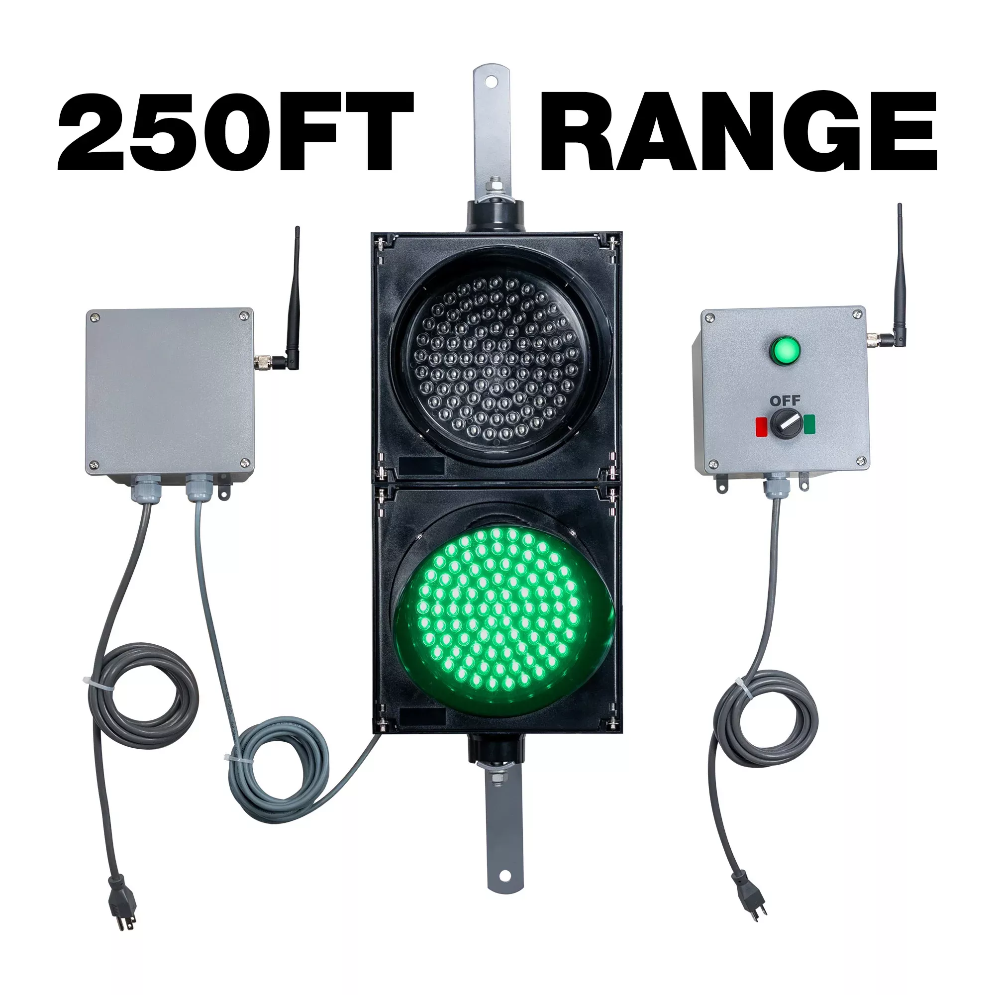 Wireless 250 Foot Range 8″ Diameter Red/Green Traffic Light with LED Transmitter Light (Plug And Play)