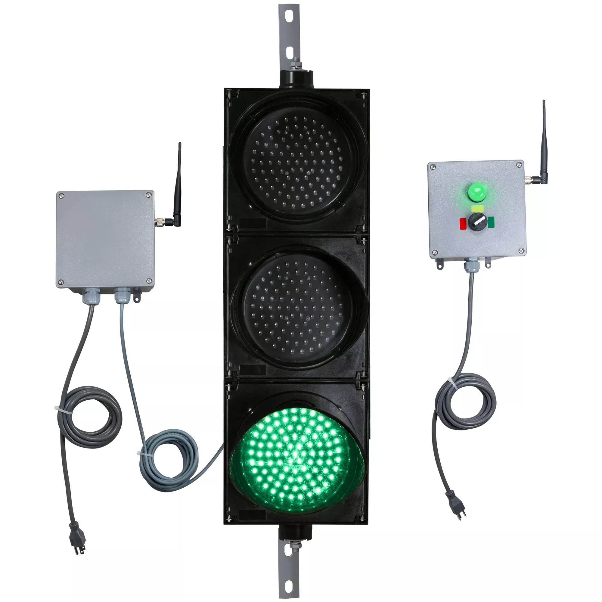 Wireless 700 Foot Range 8″ Diameter Red/Amber/Green Traffic Light with LED Transmitter Light (Plug And Play)