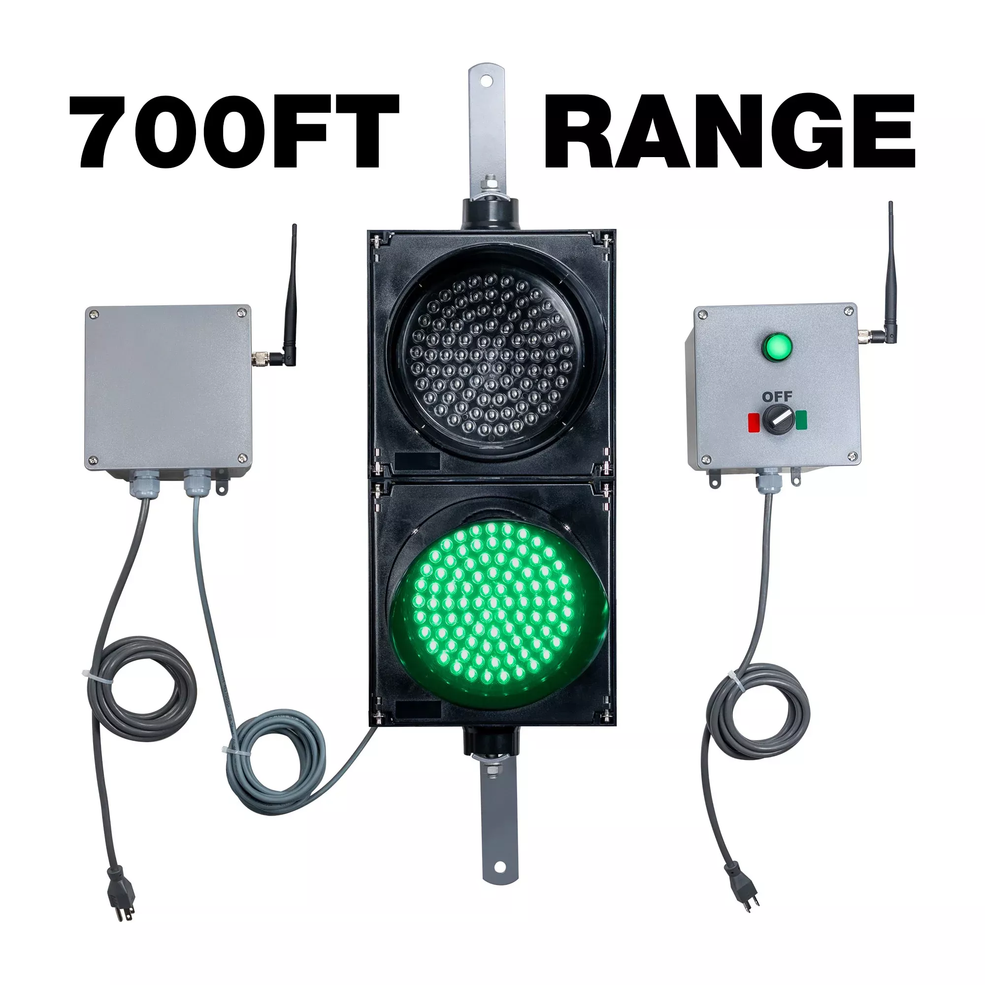 Wireless 700 Foot Range 8″ Diameter Red/Green Traffic Light with LED Transmitter Light (Plug And Play)