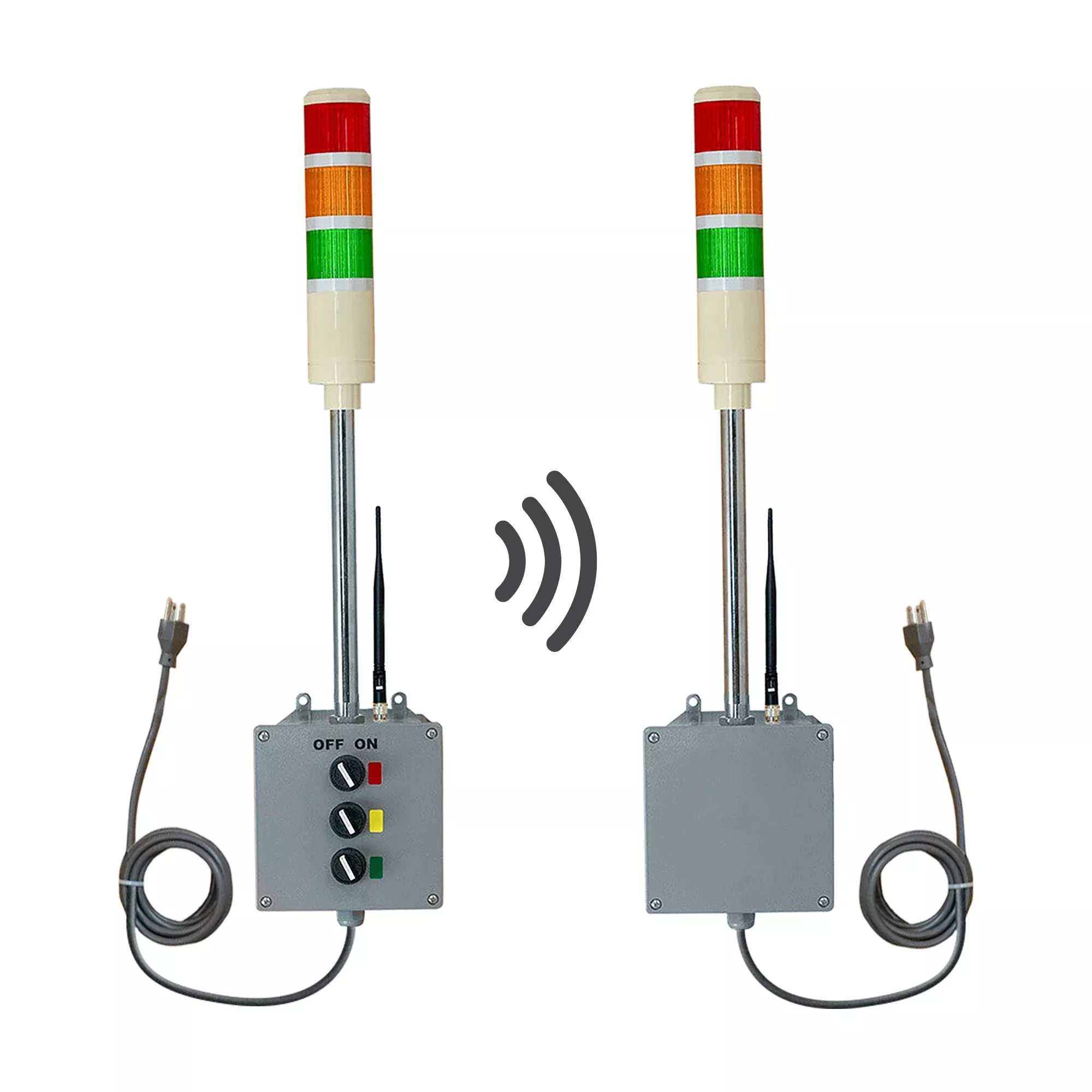 Wireless Andon Tower Lights Transmitter and Receiver Bundle, 700ft Range