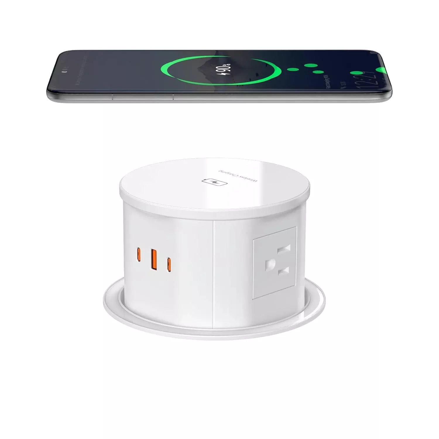 Wireless Charging Kitchen Counter Pop Up With 4 Receptacles with 1 Type-A and 2 Type-C USB