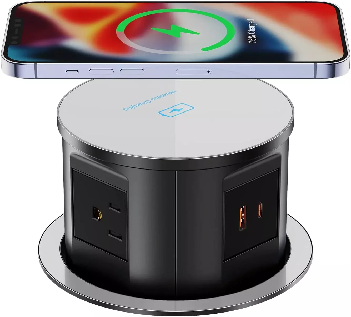 Wireless Charging Kitchen Counter Pop Up With 4 Receptacles with Type-A and Type-C USB