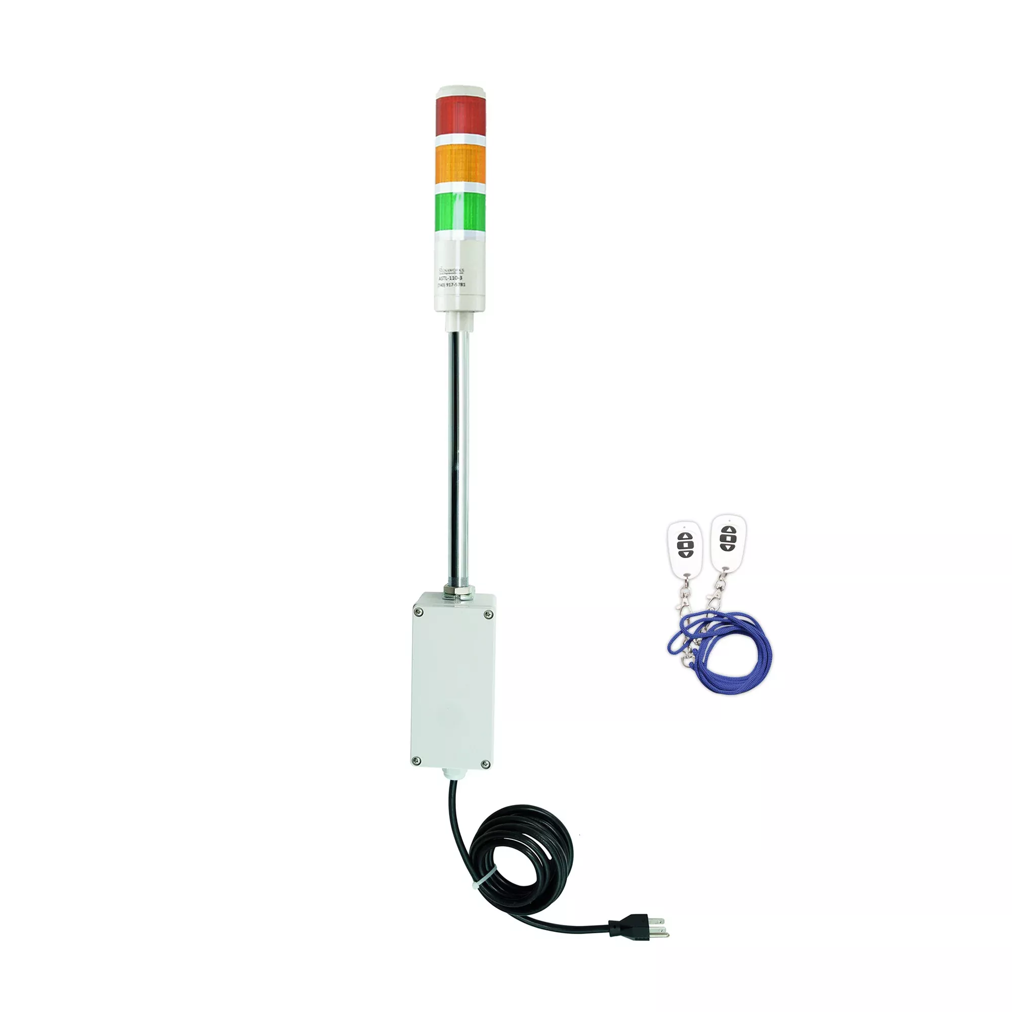 Wireless Remote Key fob LED Andon Tower Light 3 Stack Light (Plug & Play)