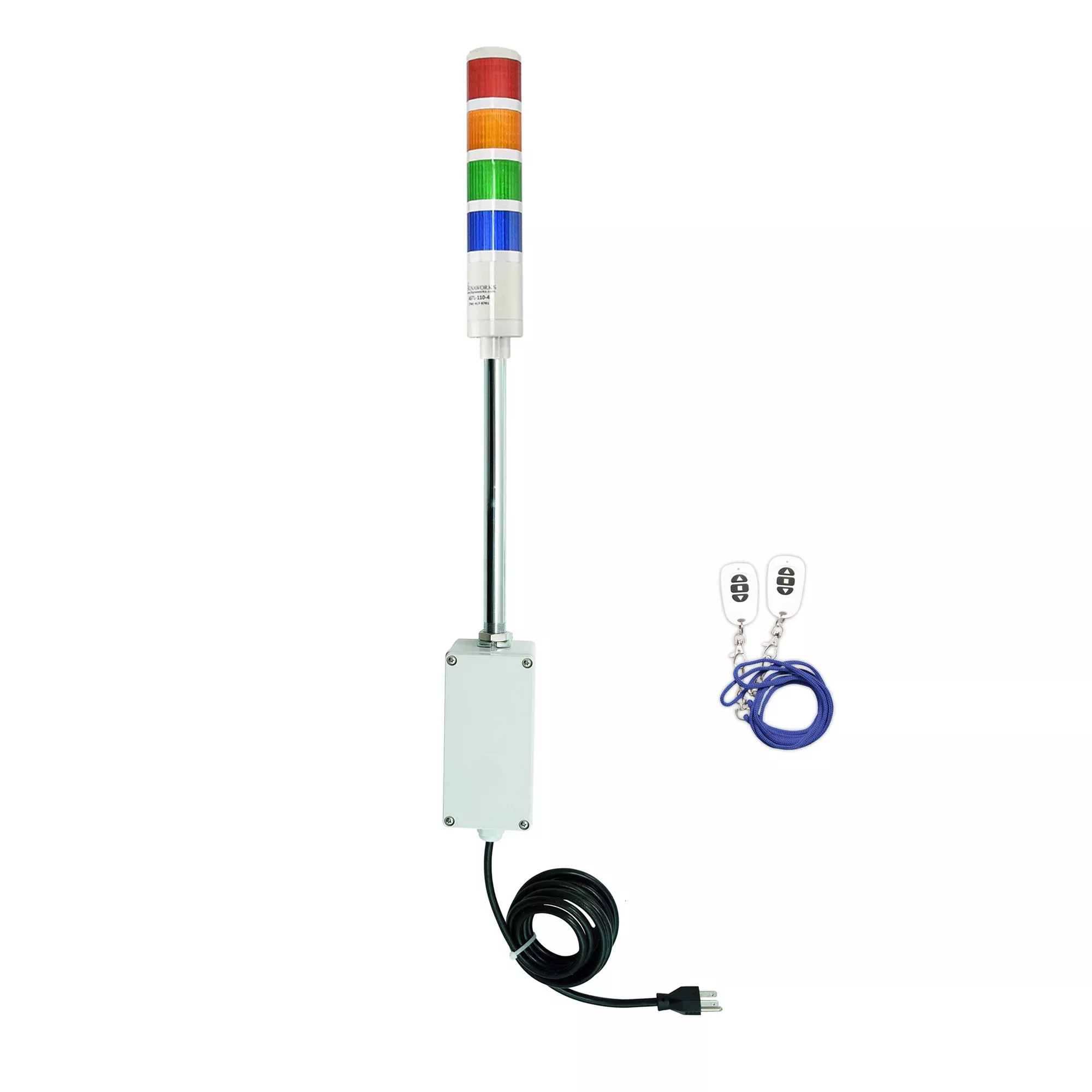 Wireless Remote Key fob LED Andon Tower Light 4 Stack Light (Plug & Play)