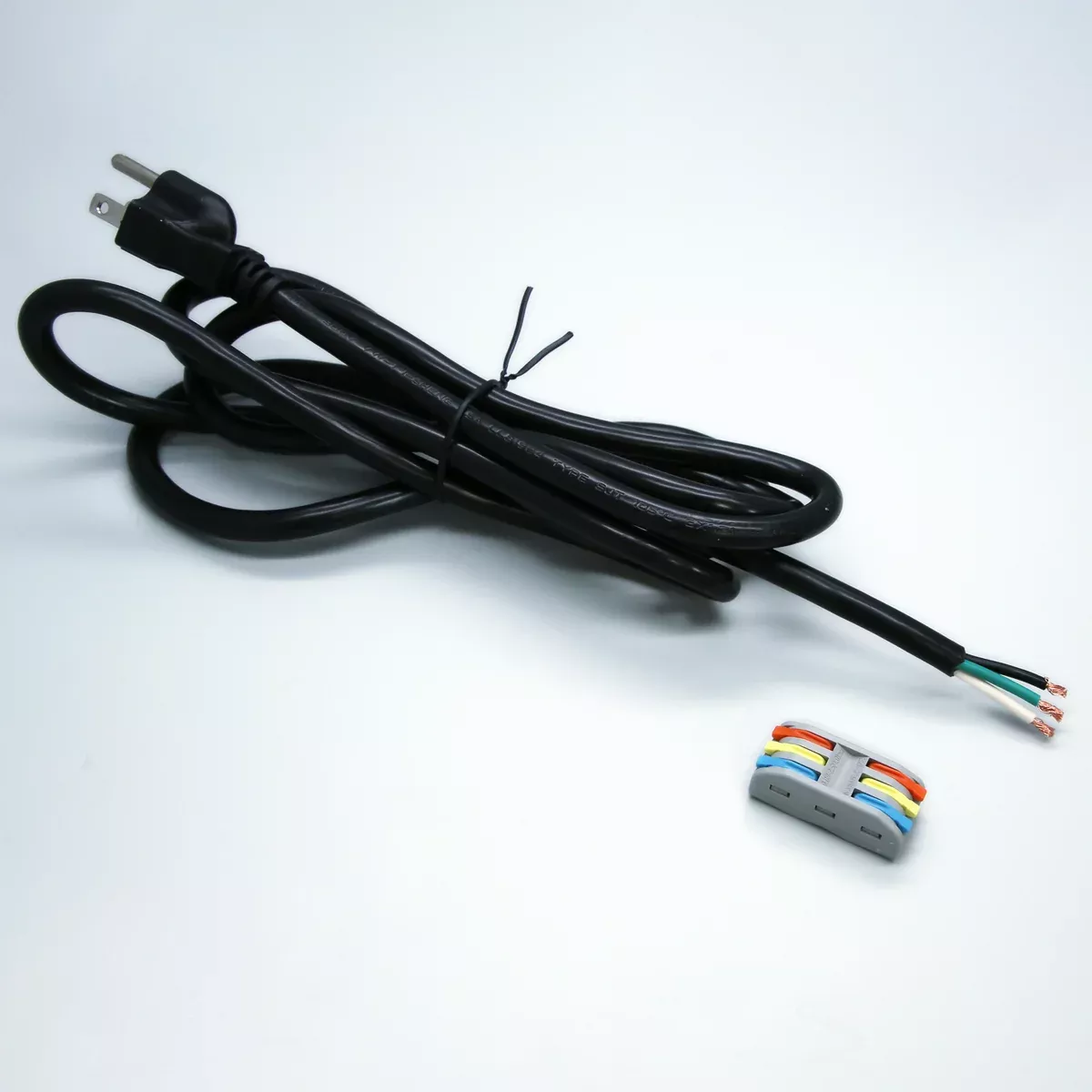 YujiElecs™ Three Prong Power Cord Kit with Lever Nut Wire Connector for Hardwired Power Supplies