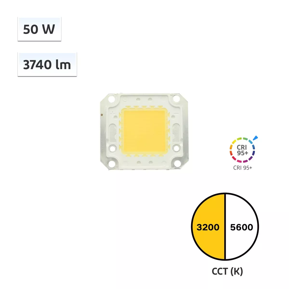 YUJILEDS CRI 95+ 50W COB LED 3200K 5600K – 400L – 2pcs