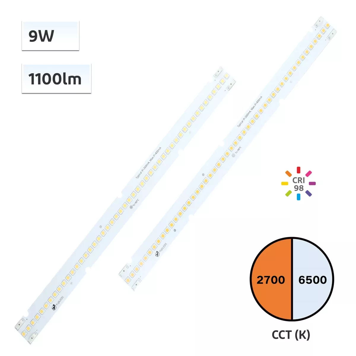 YUJILEDS CRI 98 9W 3030 Constant Current LED Linear Module – 10pcs