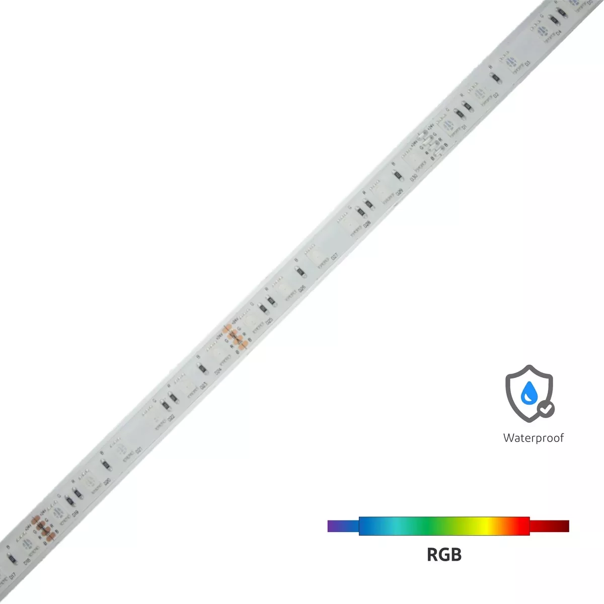 YUJILEDS IP67 Waterproof 3-in-1 RGB LED Flexible Strip – 60 LEDs/m – Pack: 5m/Reel